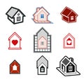 Simple cottages collection, real estate theme.